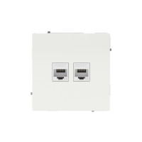 Компьютерная розетка RJ-45 без шторки, кат.6А двойная, KANT, белая магнолия