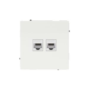 Компьютерная розетка RJ-45 без шторки, кат.6А двойная, KANT, белая магнолия