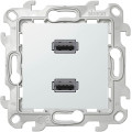 Розетка 2хUSB Simon SIMON 24 HARMONIE, скрытый монтаж, белый, 2411090-030