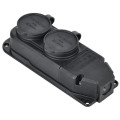 Колодка удлинителя 2-м 16А IP44 с защ. крышкой каучук черн. GENERICA ERK20-016-02-44-K02-G