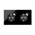 Simon 100 Черный глянец Кит 2 поста, фронт. Накладка на 2 розетки Schuko с з/у USB SC