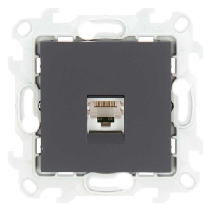 Розетка компьютерная СП Simon 24 RJ45 кат.5E UTP IP20 механизм графит Simon 2410598-038