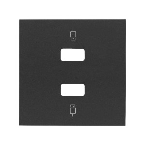Simon 100 Черный матовый Накладка розетки 2xUSB