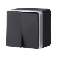 W5020234/ Выключатель двухклавишный влагозащищенный Gallant (черный с серебром)