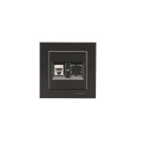 Розетка компьютерная+гнездо СП Karea 16А IP20 CAT 5 дым. металлик Makel 56050035