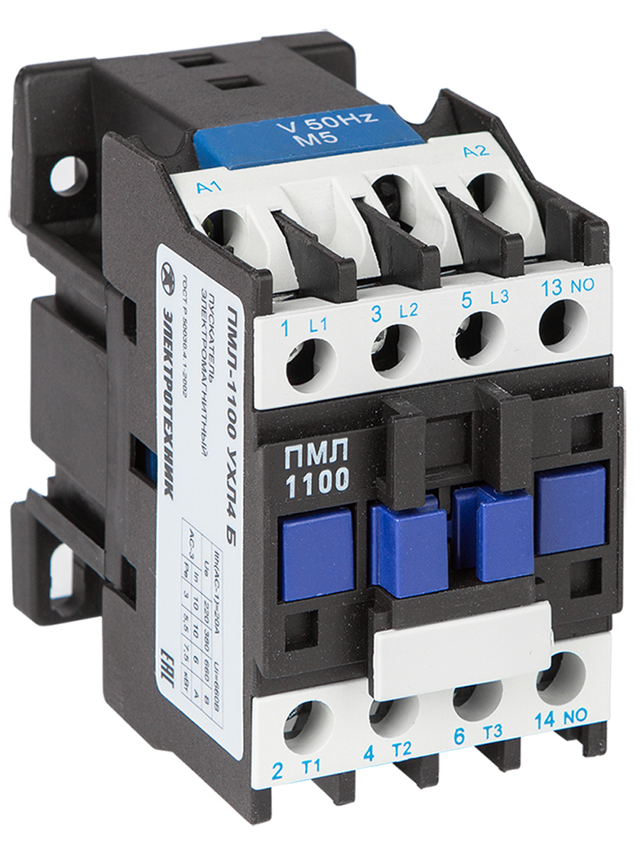 ПМЛ-1100 УХЛ4 Б, 110В/50Гц, 1з, 10А, нереверсивный, без реле, IP00, пускатель электромагнитный Электротехник