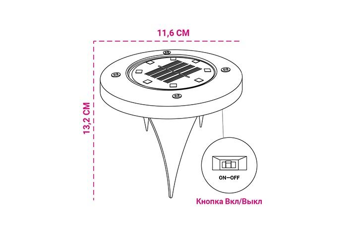 Светильник светодиодный SLR-S14 8SMD грунтовый IP44 корпус нерж. сталь солнечная батарея (уп.4шт) ФАZА 5041011