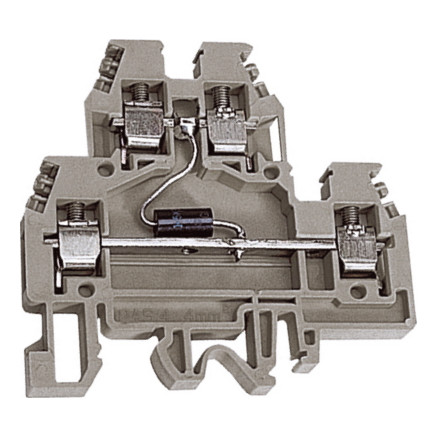 DAS.4//D24GR, 2х уровневый проходной зажим серый 4 кв.мм с диодом между уровнями 24 В (упак. 20шт)